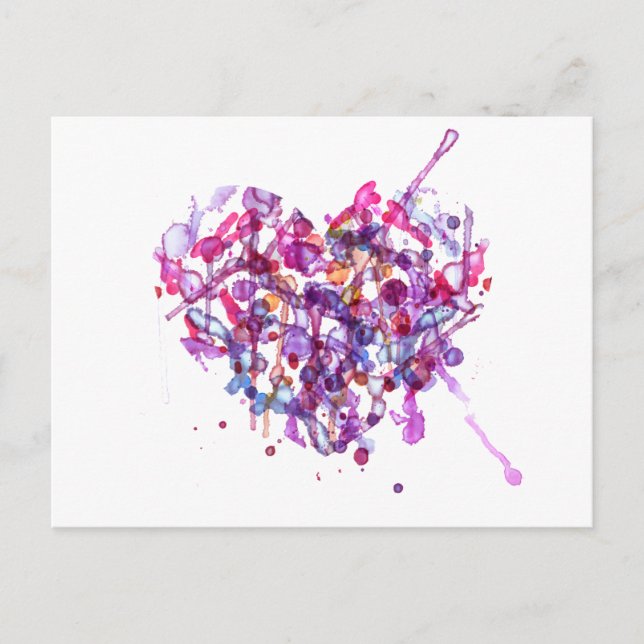 Cartes Pour Fêtes Annuelles Coeur d'aquarelle Abstraite pour la Saint Valentin (Devant)
