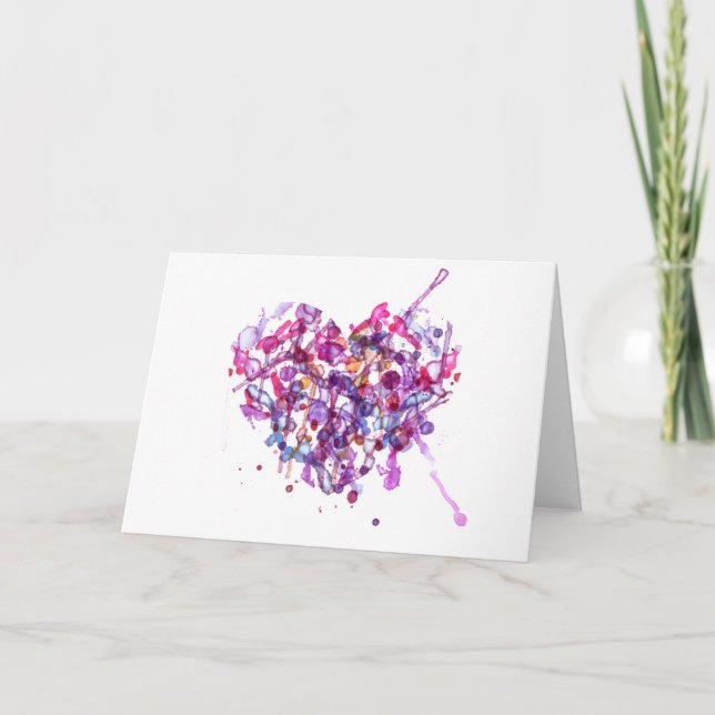 Cartes Pour Fêtes Annuelles Coeur d'aquarelle Abstraite pour la Saint Valentin (Devant)