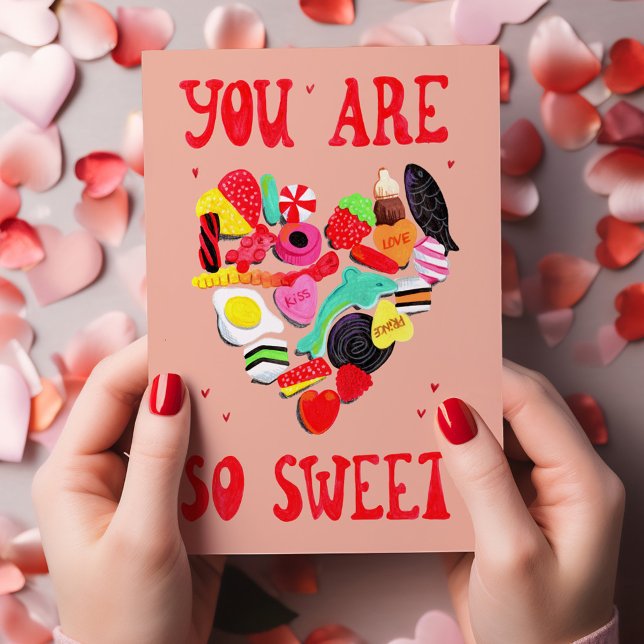 Cartes Pour Fêtes Annuelles Cœur de bonbon 'Vous êtes si gentil' pour la Saint (Valentines You Are So Sweet candy heart Holiday Card)
