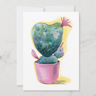 Cartes Pour Fêtes Annuelles Coeur de cactus mignon