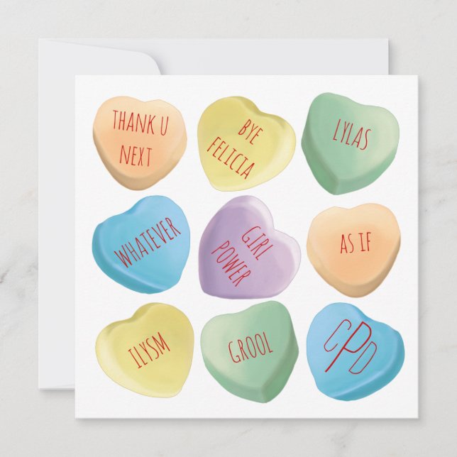 Cartes Pour Fêtes Annuelles Cœur de conversation de bonbons de la Saint-Valent (Devant)