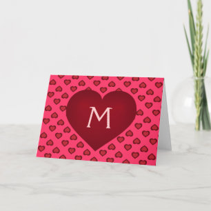 Cartes Pour Fêtes Annuelles Coeur de Crimson de monogramme