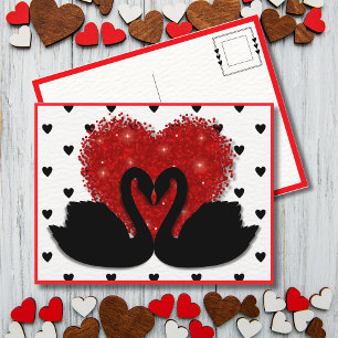 Cartes Pour Fêtes Annuelles Coeur de cygne romantique Saint-Valentin