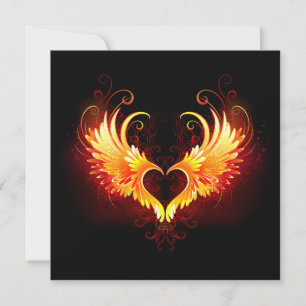 Cartes Pour Fêtes Annuelles Coeur de feu ange avec ailes