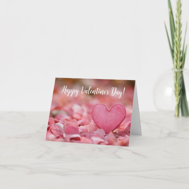 Cartes Pour Fêtes Annuelles Cœur de feuille rose Saint-Valentin (Devant)