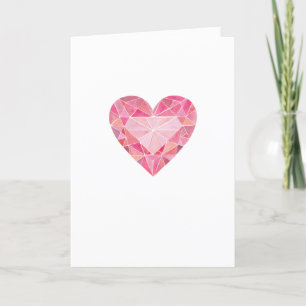 Cartes Pour Fêtes Annuelles Cœur de gemme aquarelle diamant rose note d'amour 
