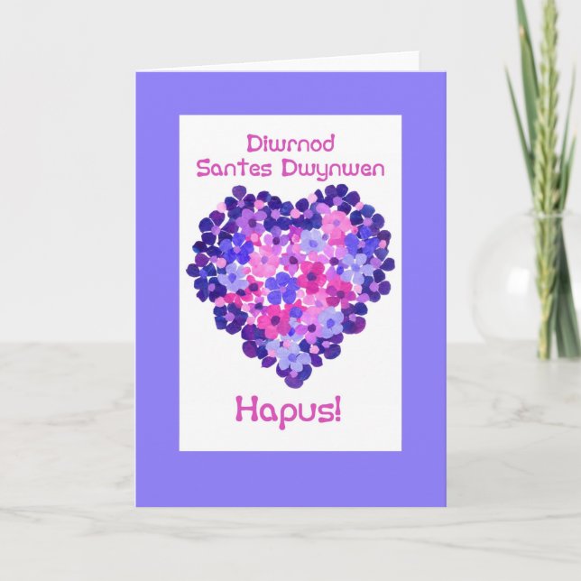 Cartes Pour Fêtes Annuelles Coeur de jour de St Dwynwen des fleurs, salutation (Devant)