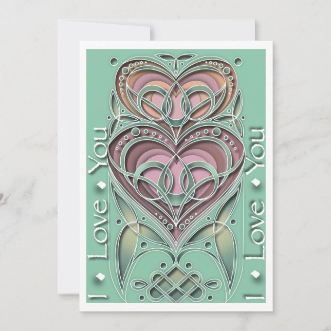 Cartes Pour Fêtes Annuelles Cœur de la Saint-Valentin de style celtique (Devant)