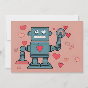 Cartes Pour Fêtes Annuelles Cœur de la Saint-Valentin robotique Note d'amour