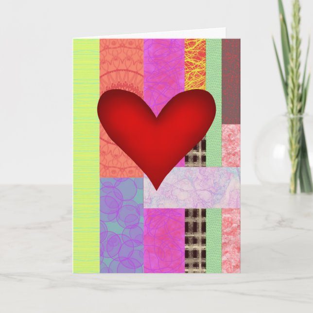 Cartes Pour Fêtes Annuelles Coeur de patchwork (Devant)