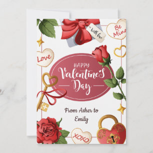 Cartes Pour Fêtes Annuelles Cœur de rose rouge romantique victorien Cadre de s