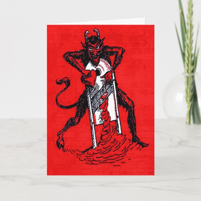 Cartes Pour Fêtes Annuelles Coeur de tranchage de Krampus rouge (Devant)