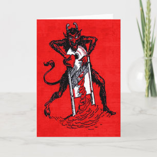 Cartes Pour Fêtes Annuelles Coeur de tranchage de Krampus rouge
