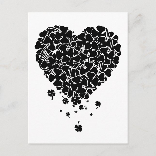 Cartes Pour Fêtes Annuelles Coeur de trèfle noir (Devant)