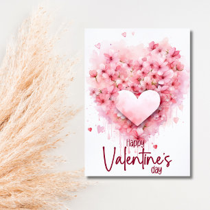 Cartes Pour Fêtes Annuelles Cœur d'hortensia rouge Joyeuse Saint-Valentin