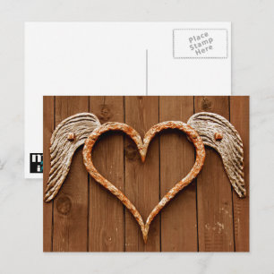 Cartes Pour Fêtes Annuelles Coeur en bois rustique Saint-Valentin