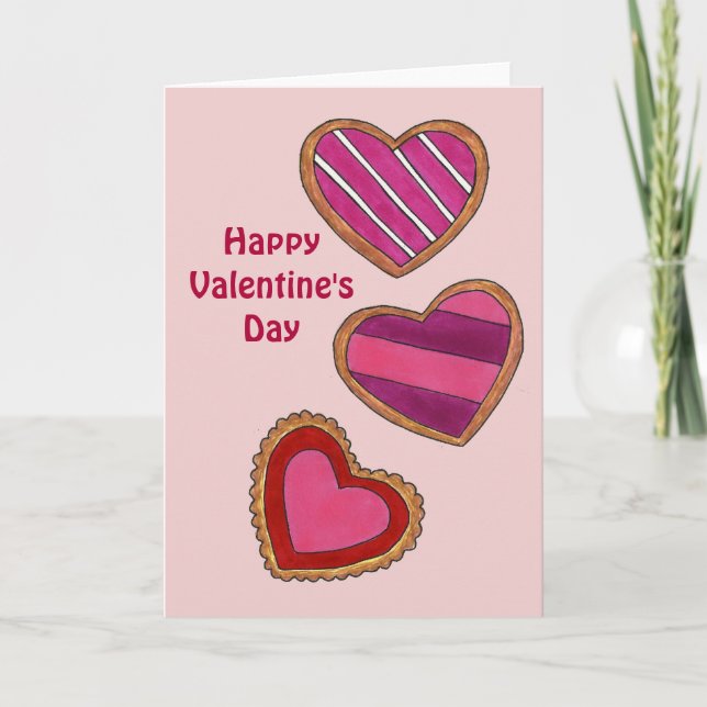 Cartes Pour Fêtes Annuelles Coeur en forme de sucre Cookies Valentines Jour Ai (Devant)
