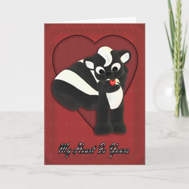 Cartes Pour Fêtes Annuelles Coeur est votre mignon petit Skunk avec coeur vola (Devant)