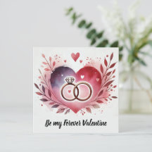 Cœur et anneaux avec couronne florale – Sois à moi