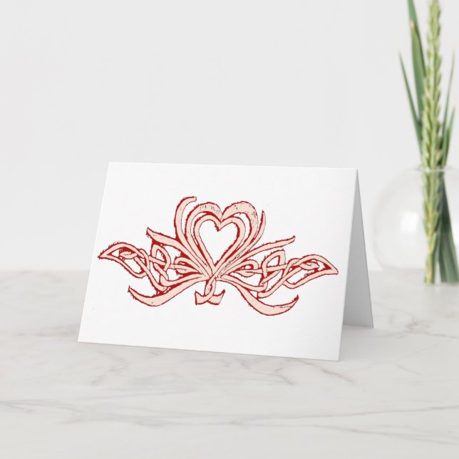 Cartes Pour Fêtes Annuelles Coeur et noeud celtique Valentine Rouge Blush (Devant)