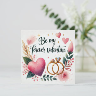 Cartes Pour Fêtes Annuelles Cœur floral avec anneaux – Sois ma Saint-Valentin 