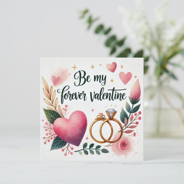 Cartes Pour Fêtes Annuelles Cœur floral avec anneaux – Sois mon Valentin pour  (Debout devant)