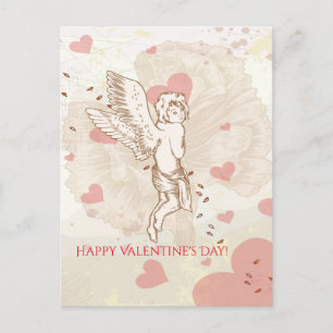 Cartes Pour Fêtes Annuelles Coeur floral cupide Heureuse Sainte-Valentin