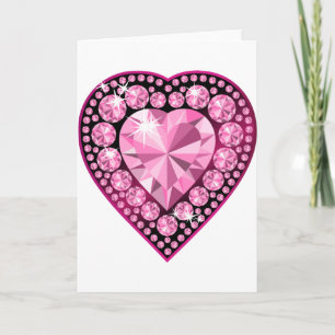 Cartes Pour Fêtes Annuelles Coeur Gem Quartz Rose