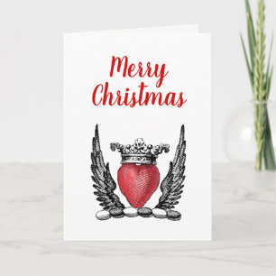 Cartes Pour Fêtes Annuelles Coeur héraldique avec ailes Crest Noël Noël Noël N