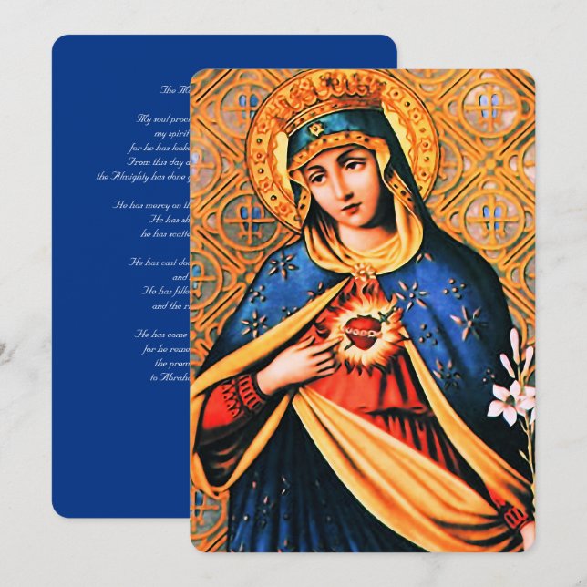 Cartes Pour Fêtes Annuelles Coeur immaculé de Marie avec Magnificat (Devant / Derrière)