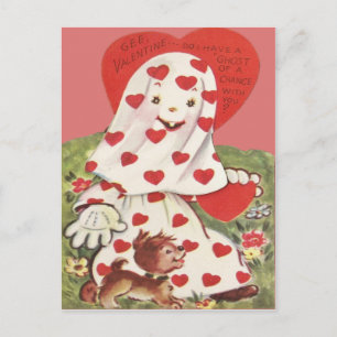 Cartes Pour Fêtes Annuelles Coeur mignon Valentine de chiot de fantôme