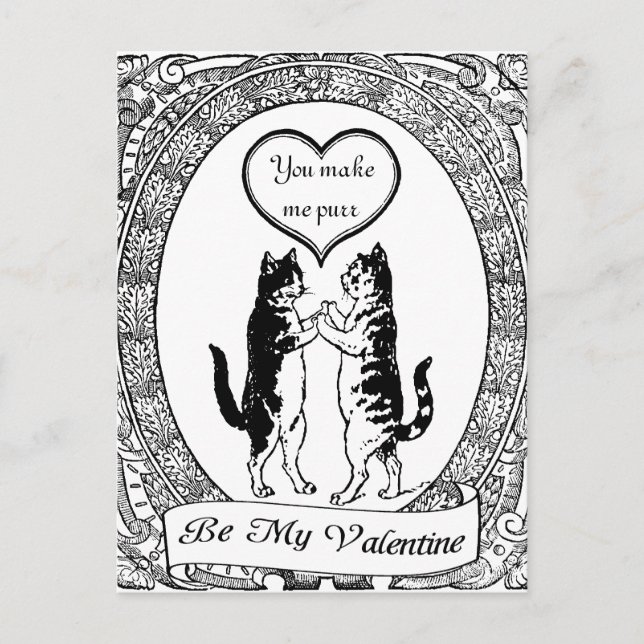 Cartes Pour Fêtes Annuelles Coeur noir et blanc Valentine de chat de Kitty (Devant)