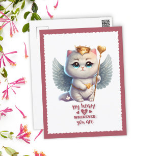 Cartes Pour Fêtes Annuelles Coeur partout où vous êtes Chibi Angel Chat Valent