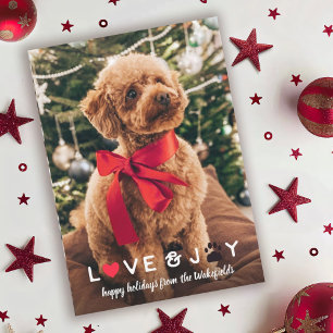 Cartes Pour Fêtes Annuelles Coeur & Paw Love & Joy Animaux de Noël Photo