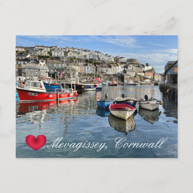 Cartes Pour Fêtes Annuelles Coeur personnalisé Mevagissey Poisson Atterrissage (Devant)