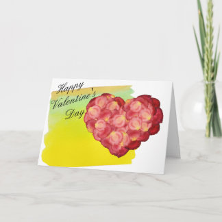 Cartes Pour Fêtes Annuelles Coeur pétale rose avec aquarelle à l'extérieur