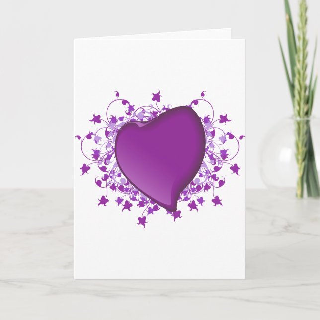 Cartes Pour Fêtes Annuelles Coeur pourpre (Devant)