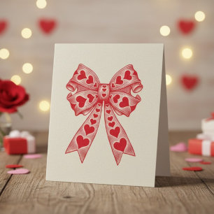 Cartes Pour Fêtes Annuelles Cœur Rétro de la Saint-Valentin Coquette Nœud en R
