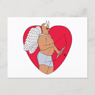 Cartes Pour Fêtes Annuelles Coeur romantique avec un Cupide inhabituel