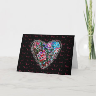 Cartes Pour Fêtes Annuelles Coeur Rose coloré Valentine Love Romance