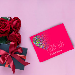 Cartes Pour Fêtes Annuelles Coeur rose moderne couleur rose je vous aime