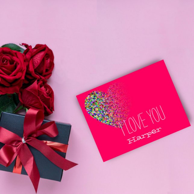 Cartes Pour Fêtes Annuelles Coeur rose moderne couleur rose je vous aime (Créateur téléchargé)