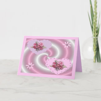 CARTES POUR FÊTES ANNUELLES COEUR ROSE SWIRL