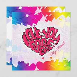 Cartes Pour Fêtes Annuelles Coeur rouge avec mot Amour Vous pour toujours Vale