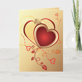 Cartes Pour Fêtes Annuelles coeur rouge sur or, de Saint Valentin, amour