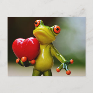 Cartes Pour Fêtes Annuelles Coeur rouge Valentine Grenouille verte
