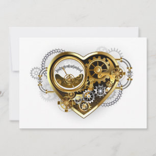 Cartes Pour Fêtes Annuelles Cœur Steampunk avec un manomètre