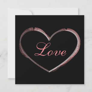 Cartes Pour Fêtes Annuelles Cœur Tendance Gris Calligraphie Amour Mariage