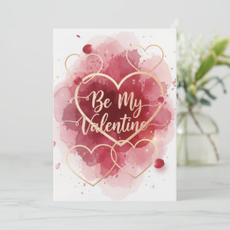 Cartes Pour Fêtes Annuelles Cœurs à l'aquarelle rouge pour la Saint-Valentin