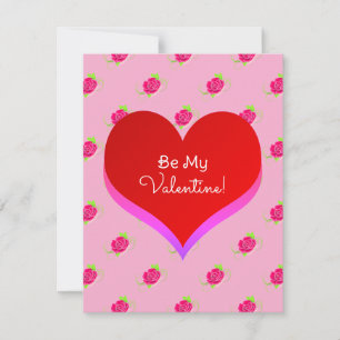 Cartes Pour Fêtes Annuelles Cœurs à motif de rose rose vif pour la Saint-Valen